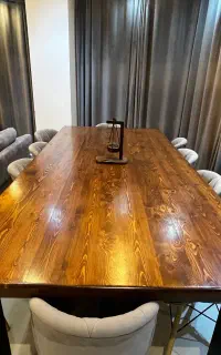 میز ناهار خوری چوبی پایه اهنی ۱۲ نفره