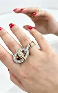 انگشتر ژوپینگ اصلی طرح طلا آب کاری ۱۸عیار ۷۵۰