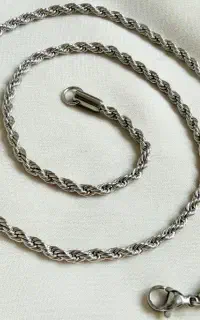زنجیر مردانه استیل طنابی نقره ای مدرن