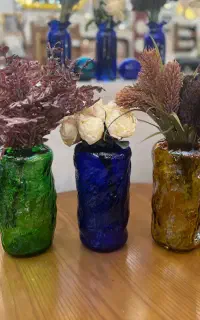 گلدان شیشه ای رومیزی گل مصنوعی کادو خرید اسنپ پی