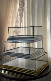 ظروف باکس کاپ کیک شیشه ای طلایی نقره ای