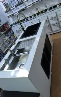 ســت گـاز رومیـزی استــیل شـیشـه سیـنکــ استیـلهود