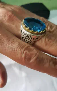 انگشتر نقره توپاز آبی سویس