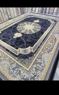 ۴تخته فرش ۱۲متری تمام نخ رنگ نقره ای دودی