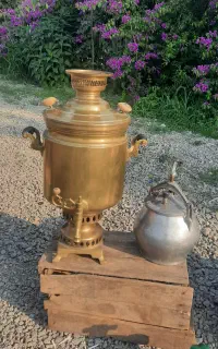 سماور زغالی ۱۵لیتری برنجی