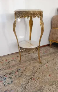 میز تلفن اصل برنز با رویه سنگ مرمر