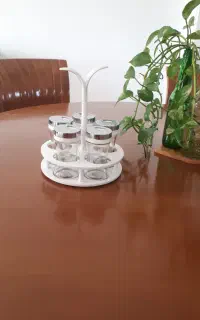 سرویس ادویه پاش همراه با استند ، ۵ عددی جنس شیشه
