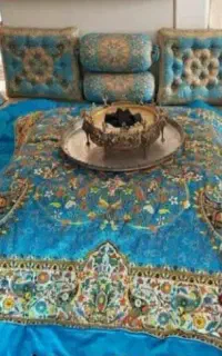ست پشتی شاه نشین لحاف کرسی ترمه اصل یزد مدل افشار