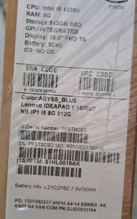 Laptop lenovo 15iru7