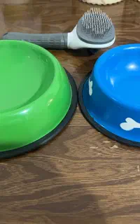 ظرف غذای سگ و گربه و برس مو