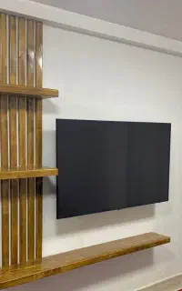 شلف دیواری و میز تلویزیون چوبی روستیک روسی و گردو