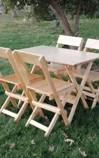 میز وصندلی تاشو با چوب روسی