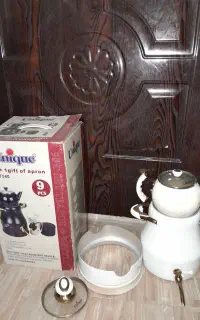 کتری قوری لعابی سفید با قندان