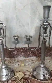 دو عدد شمعدانی استیل