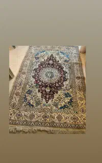 فرش دستباف نایین کرم رنگ