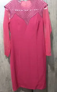 پیراهن کرپ کوتاه زرشکی