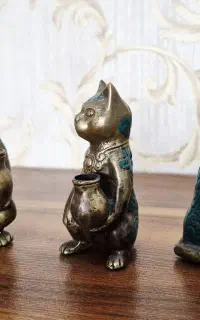 مجسمه برنزی گربه دکوری