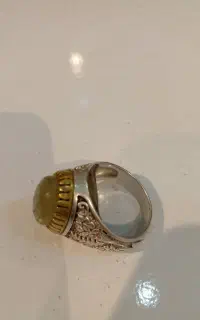 انگشتر نقره زمرد زامبیا با رکاب نقشدار وزیبا