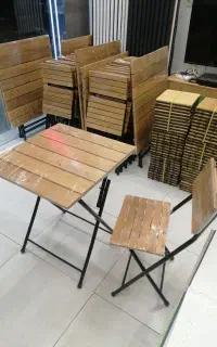 ۱ غذاخوری ناهار خوری میز صندلی تاشو کمجا چوبی فلزی