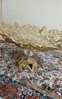 میوه خوری برنز و کشکول سرمه ای و قندان برنزی
