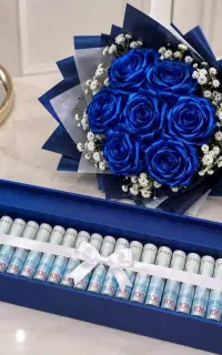 هدیه ماندگار دسته گل ،باکس رز روبانی ،پول ارای