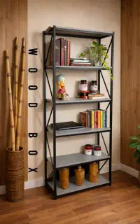 کتابخانه قفسه چوب و فلز