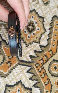 دستبند چرم پلاک طلا