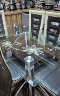میز نهار خوری 6نفره، بوفه، ساعت، پرده