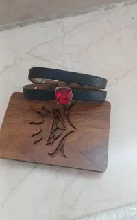 دستبند نقره چرم درسا انگشتر نقره اتمی