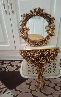 آینه دکوری رزینه همراه شلف