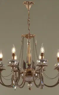 لوسترمدل نیلوفرکریستال۶شاخه کلاسیک برنجیCB light12
