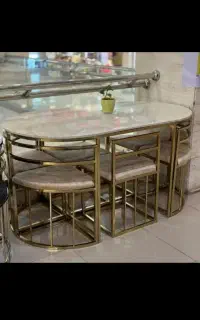 میز و صندلی غذا خوری ۶ نفره کمجا مدل بیضی و مستطیل