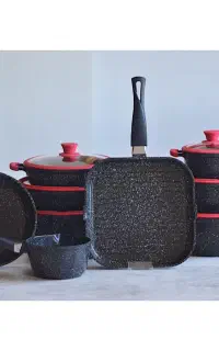 سرویس قابلمه ۱۳ پارچه چدن گرانیت زرساب ماربلینا