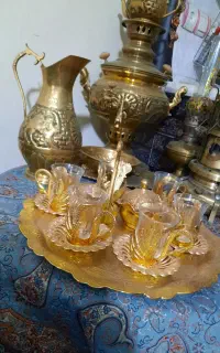 ست سماور ذغالی برنجی نو نو