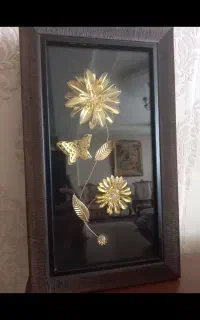 تابلو گل طلایی