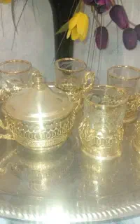 ست چایخوری برنجی با سینی برنجی