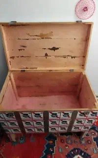 صندوق چوبی حلبی عتیقه