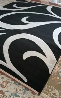 گلیم سفید مشکی 9 متری