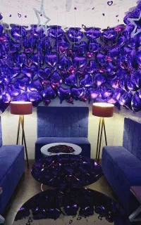 سالن اتاق تولدکافی شاپ بنفش/سالگرد/ماهگرد/جشن/کافه