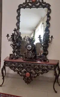 ست آینه شمعدان و ساعت برنزی