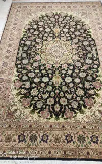 جفت تبریز مشکی پنجاه رج گل ابریشم مناسب جهیزیه