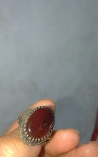 انگشترعقیق سرخ بارکاب نقره