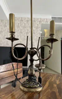 شمعدان برنزخیلی قدیمی یک جفت سه شاخه