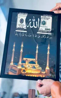 کادو،،تابلو‌موزیکال،قاب طرح دلار،گل روبانی