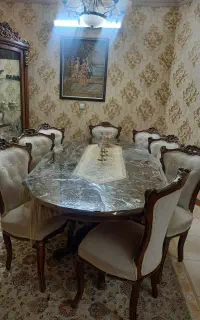 میز نهار خوری چوب گردو کندهکاری