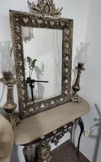 آینه وشمعدان طرح برنزی