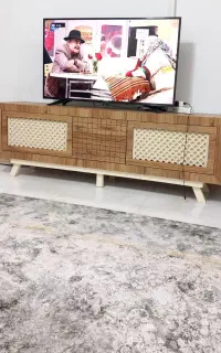 میز تلویزیون mdf گردویی روشن
