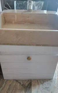 روشویی کابینتی pvc با آینه باکس با چک صیادی