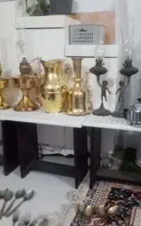 گردسوز برنجی قدیمی و کتری روسی برنجی قدیمی