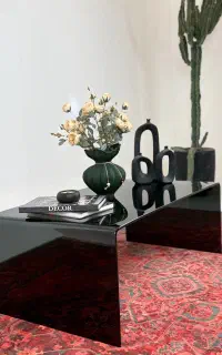 میز جلو مبلی شیشه ای دودی خم - خرید از کارخانه